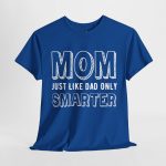 Mother Mom Just Like Dad Only Smarter Royal Color Tshirt For Unisex Heavy Cotton Tee