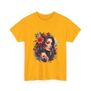 Beauty Women Gold Color T-Shirt For Unisex Heavy Cotton Tee
