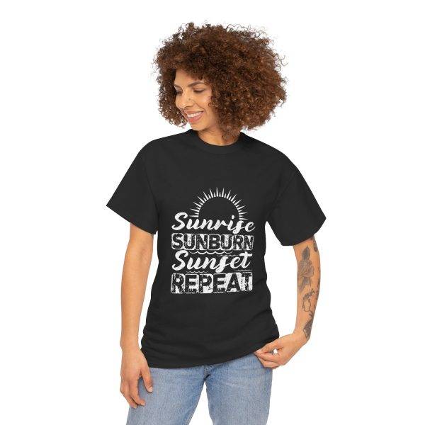 Sunrise Sunburn Sunset Repeat Black Color T-Shirt For Unisex Heavy Cotton Tee