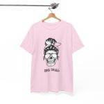 Girl Skull Pink Color T-Shirt For Women Heavy Cotton Tee