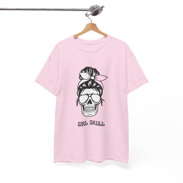 Girl Skull Pink Color T-Shirt For Women Heavy Cotton Tee