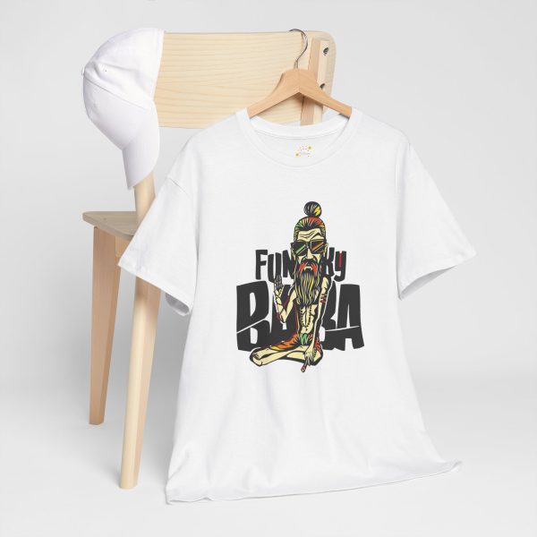 Funky baba white Color T-Shirt For Unisex Heavy Cotton Tee