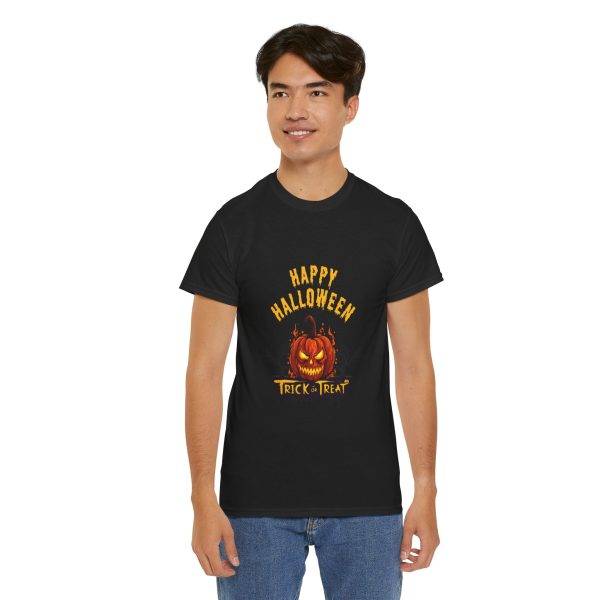 Happy Halloween Trick or Treat Black Color T-Shirt For Unisex Heavy Cotton Tee