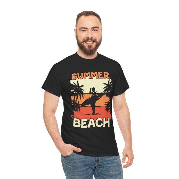 Summer Beach Unisex Heavy Cotton Tee - Relaxed Fit, Tropical Vibe, Perfect for Vacation