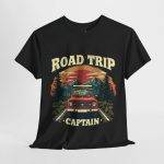 Road Trip Captain Black Color T-Shirt For Unisex Heavy Cotton Tee