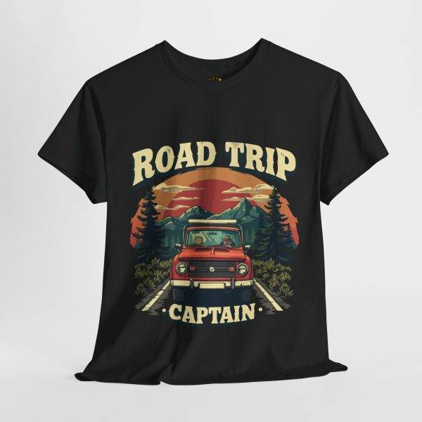 Road Trip Captain Black Color T-Shirt For Unisex Heavy Cotton Tee