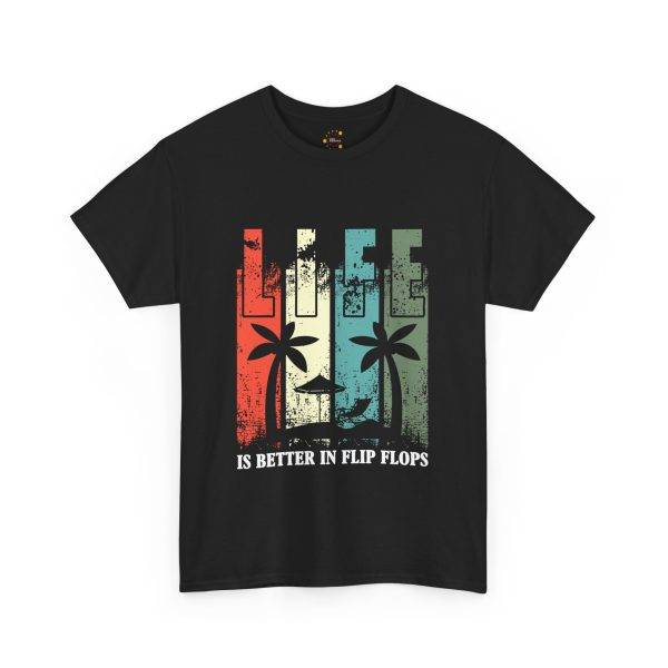 Life Is Better In Flip Flops Black Color T-Shirt For Unisex Heavy Cotton Tee