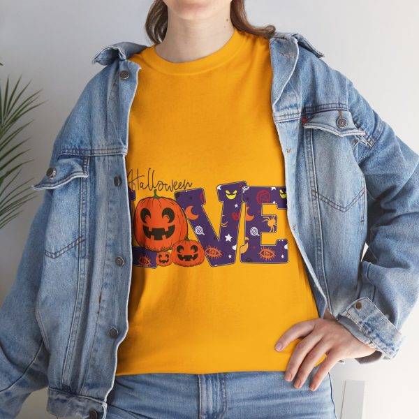 Love Halloween Gold Color T-Shirt For Unisex Heavy Cotton Tee