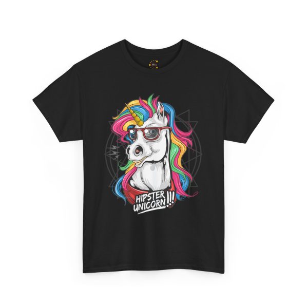 Hipster Unicorn black color Tshirt For Unisex Heavy Cotton Tee