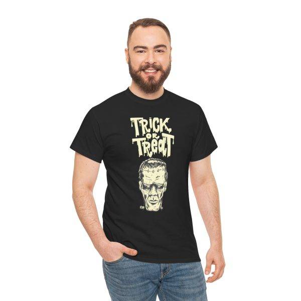 Halloween Frankenstein Trick Or Treat Black Color T-Shirt For Men Heavy Cotton Tee