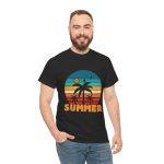 Summer Vibes Unisex Heavy Cotton Tee with Palm Tree Design Summer Vibes Unisex Heavy Cotton Tee with Palm Tree Design