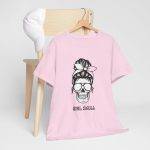 Girl Skull Pink Color T-Shirt For Women Heavy Cotton Tee
