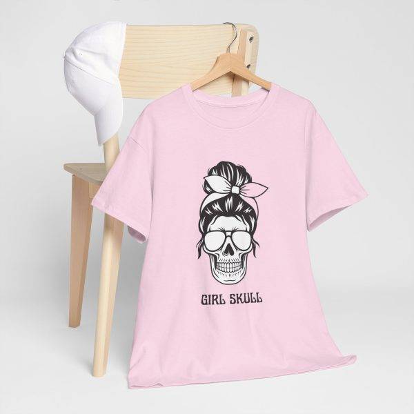 Girl Skull Pink Color T-Shirt For Women Heavy Cotton Tee