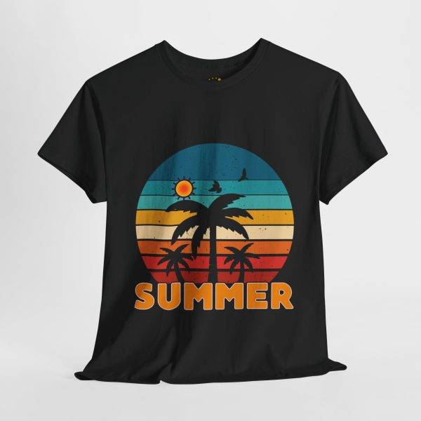 Summer Vibes Unisex Heavy Cotton Tee with Palm Tree Design Summer Vibes Unisex Heavy Cotton Tee with Palm Tree Design