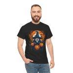 Scary Halloween pumpkin Black Color T-Shirt For Unisex Heavy Cotton Tee