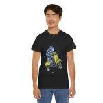 Astronaut on Scooter Black Color T-Shirt For Unisex Heavy Cotton Tee