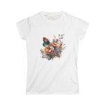 Floral Butterfly Women's Softstyle Tee - Perfect for Spring Celebrations