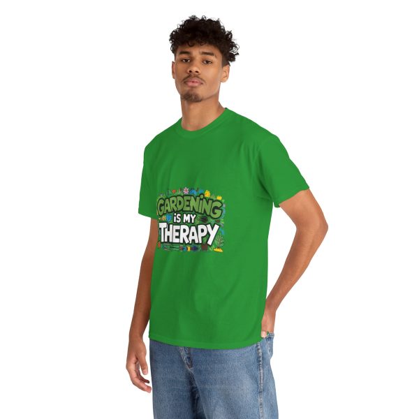 Gardening Is My Therapy Unisex Heavy Cotton Tee - Green Gardening T-Shirt for Plant Lovers