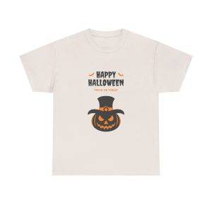 Happy Halloween Ice Gray Color T-Shirt For Unisex Heavy Cotton Tee