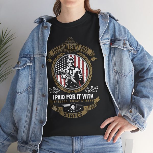 USA army freedom isn't not free Black Color T-Shirt For Unisex Heavy Cotton Tee