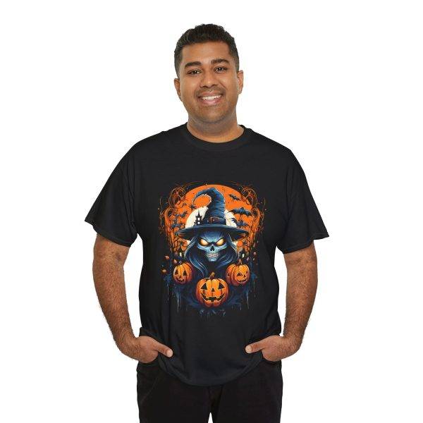 Scary Halloween pumpkin Black Color T-Shirt For Unisex Heavy Cotton Tee
