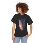 USA Flag Black Color T-Shirt For Unisex Heavy Cotton Tee