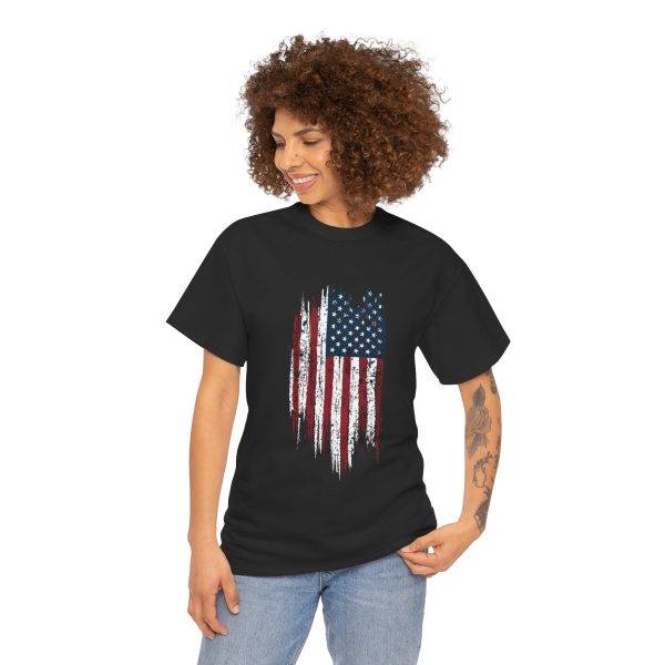 USA Flag Black Color T-Shirt For Unisex Heavy Cotton Tee