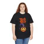 Halloween Trick Or Treat Black Color T-Shirt For Unisex Heavy Cotton Tee