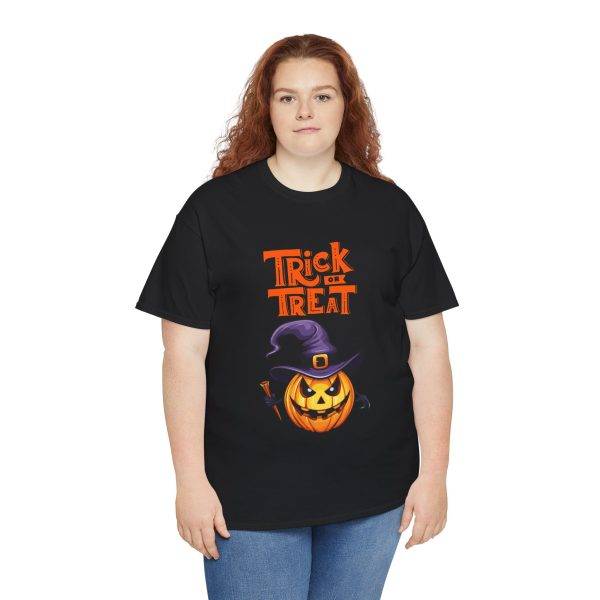 Halloween Trick Or Treat Black Color T-Shirt For Unisex Heavy Cotton Tee