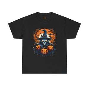 Scary Halloween pumpkin Black Color T-Shirt For Unisex Heavy Cotton Tee