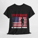 Freedom US Flag Black Color T-Shirt For Unisex Heavy Cotton Tee