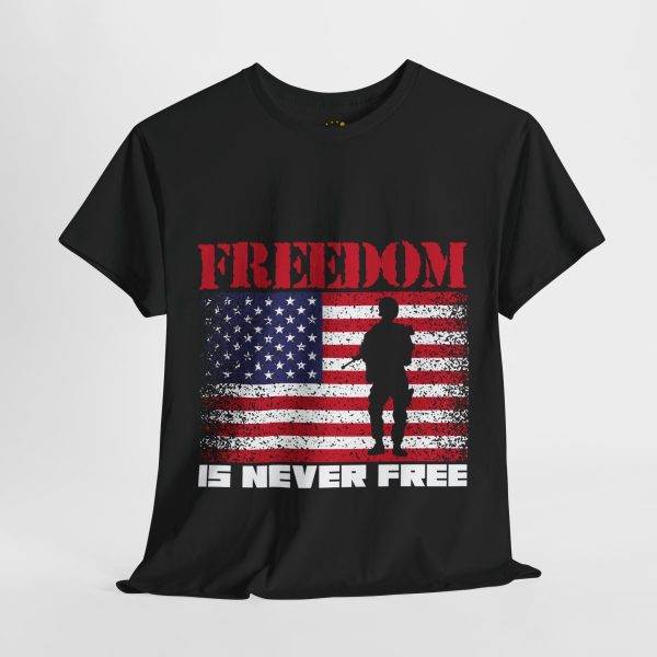 Freedom US Flag Black Color T-Shirt For Unisex Heavy Cotton Tee