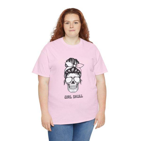 Girl Skull Pink Color T-Shirt For Women Heavy Cotton Tee