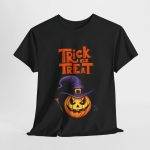 Halloween Trick Or Treat Black Color T-Shirt For Unisex Heavy Cotton Tee