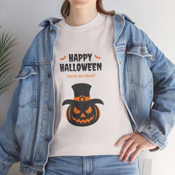 Happy Halloween Ice Gray Color T-Shirt For Unisex Heavy Cotton Tee Happy Halloween Ice Gray Color T-Shirt For Unisex Heavy Cotton Tee