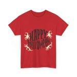 Happy Halloween Red Color T-Shirt For Unisex Heavy Cotton Tee Happy Halloween Red Color T-Shirt For Unisex Heavy Cotton Tee