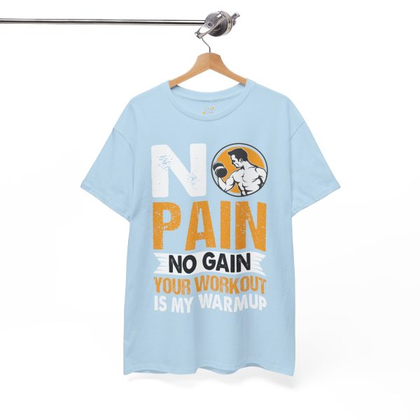 Gym No Pain No Gain Light Blue Color T-Shirt For Unisex Heavy Cotton Tee