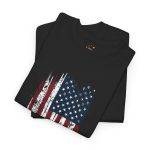 USA Flag Black Color T-Shirt For Unisex Heavy Cotton Tee