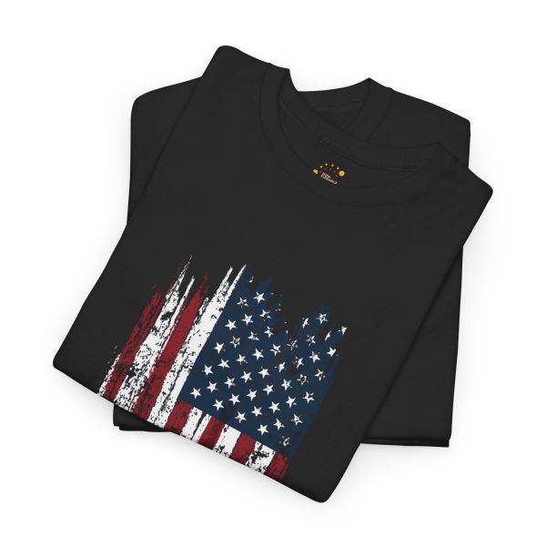 USA Flag Black Color T-Shirt For Unisex Heavy Cotton Tee