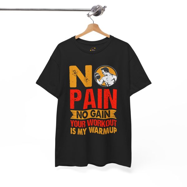 No pain no gain gym Black Color T-Shirt for Unisex Heavy Cotton Tee