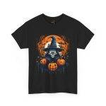 Scary Halloween pumpkin Black Color T-Shirt For Unisex Heavy Cotton Tee
