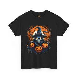 Scary Halloween pumpkin Black Color T-Shirt For Unisex Heavy Cotton Tee