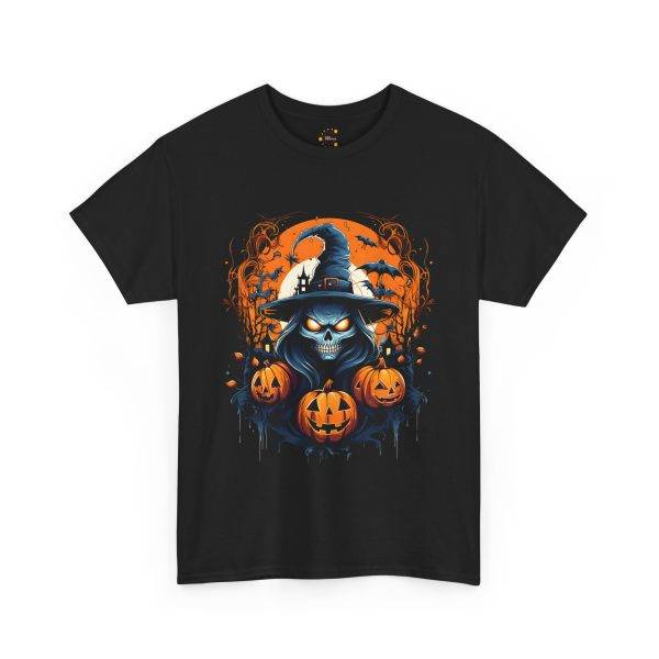 Scary Halloween pumpkin Black Color T-Shirt For Unisex Heavy Cotton Tee
