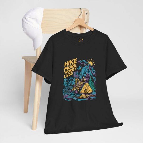 Hike More Worry Less Unisex Heavy Cotton Tee - Adventure Graphic T-Shirt