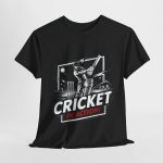 Sport Cricket In Action Black Color T-Shirt For Unisex Heavy Cotton Tee