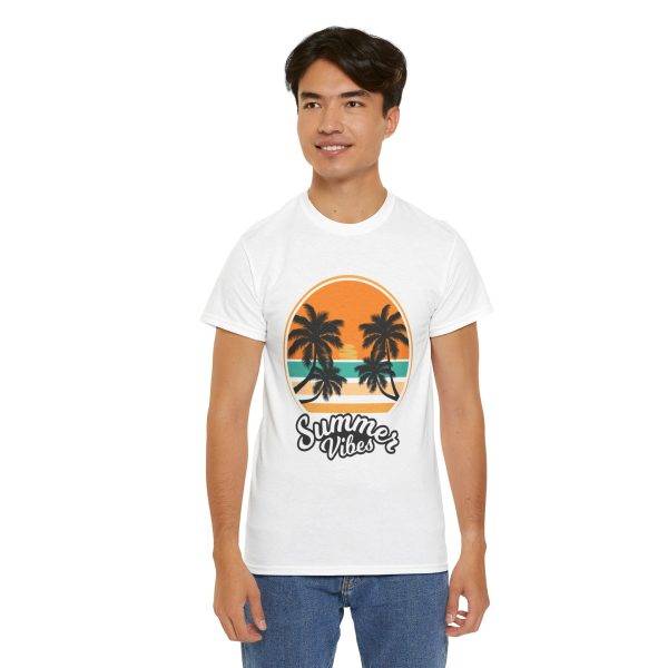 Summer Vibes White Color T-Shirt for Unisex Heavy Cotton Tee