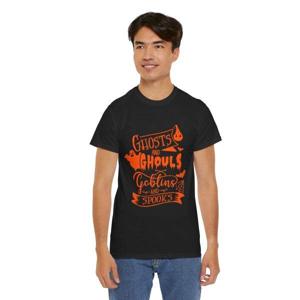 Halloween Ghosts And Ghouls Black Color T-Shirt For Unisex Heavy Cotton Tee