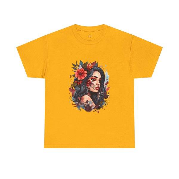 Beauty Women Gold Color T-Shirt For Unisex Heavy Cotton Tee