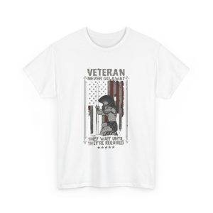 American Veterans White Color Tshirt For Unisex Heavy Cotton Tee