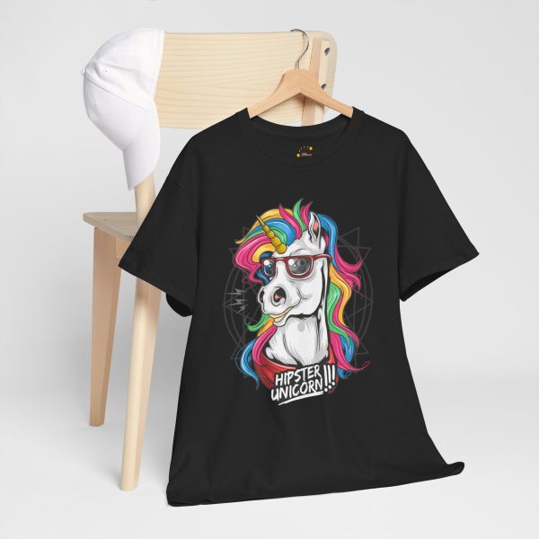Hipster Unicorn black color Tshirt For Unisex Heavy Cotton Tee